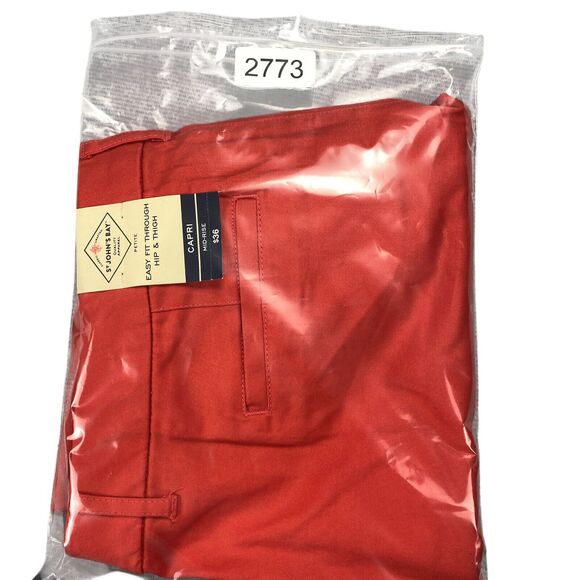 St Johns Bay Women 18P Secretly Slender Mid- Rise Capri Bright Cayene $36 - Picture 14 of 14